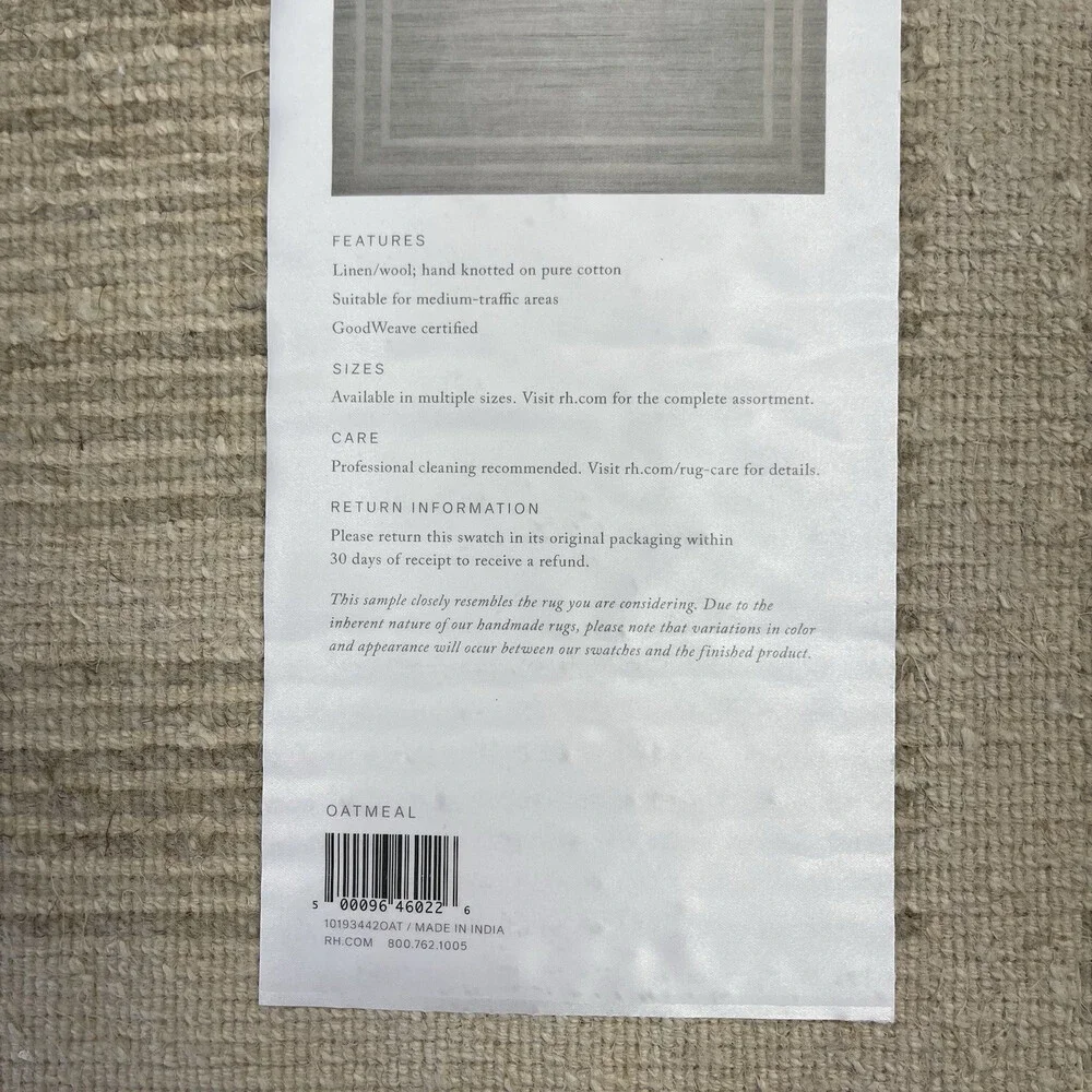 Restoration Hardware Oatmeal Parallel Border Sample Rug